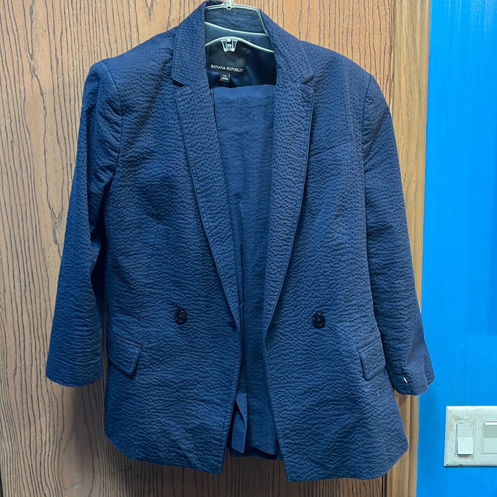 Size 14 Dark blue Blaser and size 12S dark blue matching dress pants